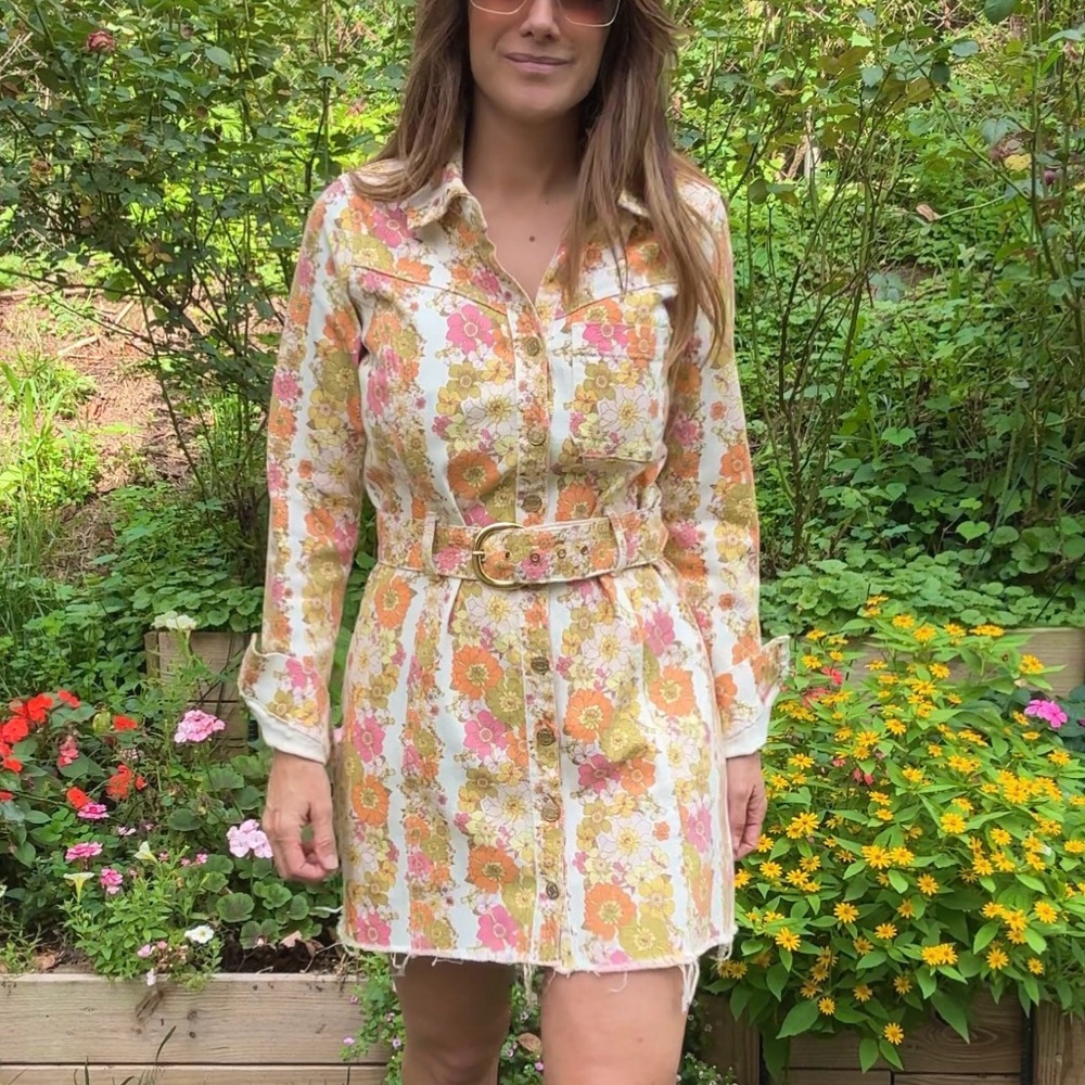 Floral Belted Shirtdress – Western Yoke, Retro Rodeo Vibes